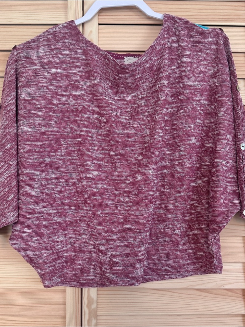 Anthropologie Postmark Button Open Sleeve Top Marled Red Women XS - Picture 2 of 7